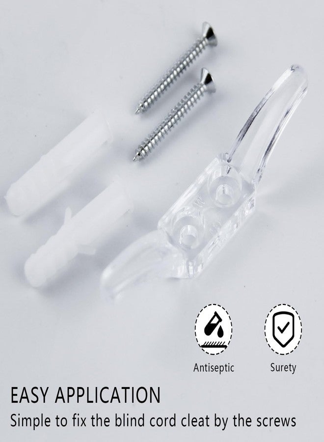Abvsdu 12 PCS Blind Cord Holder, Safety Rope Cleats, Plastic Transparent Blind Cord Safety with Screws for Window Blinds Curtains Sun Shades Ropes - Image 3